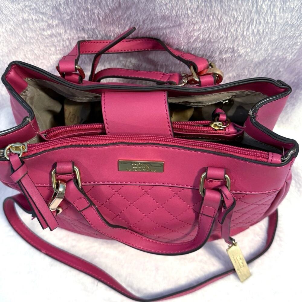Trina Turk Pink Crossbody Bag for Women Fuchsia Pink Quilted Satchel handbag - Picture 6 of 7
